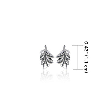 Oak Leaves Silver Post Earrings TER1753 - Jewelry